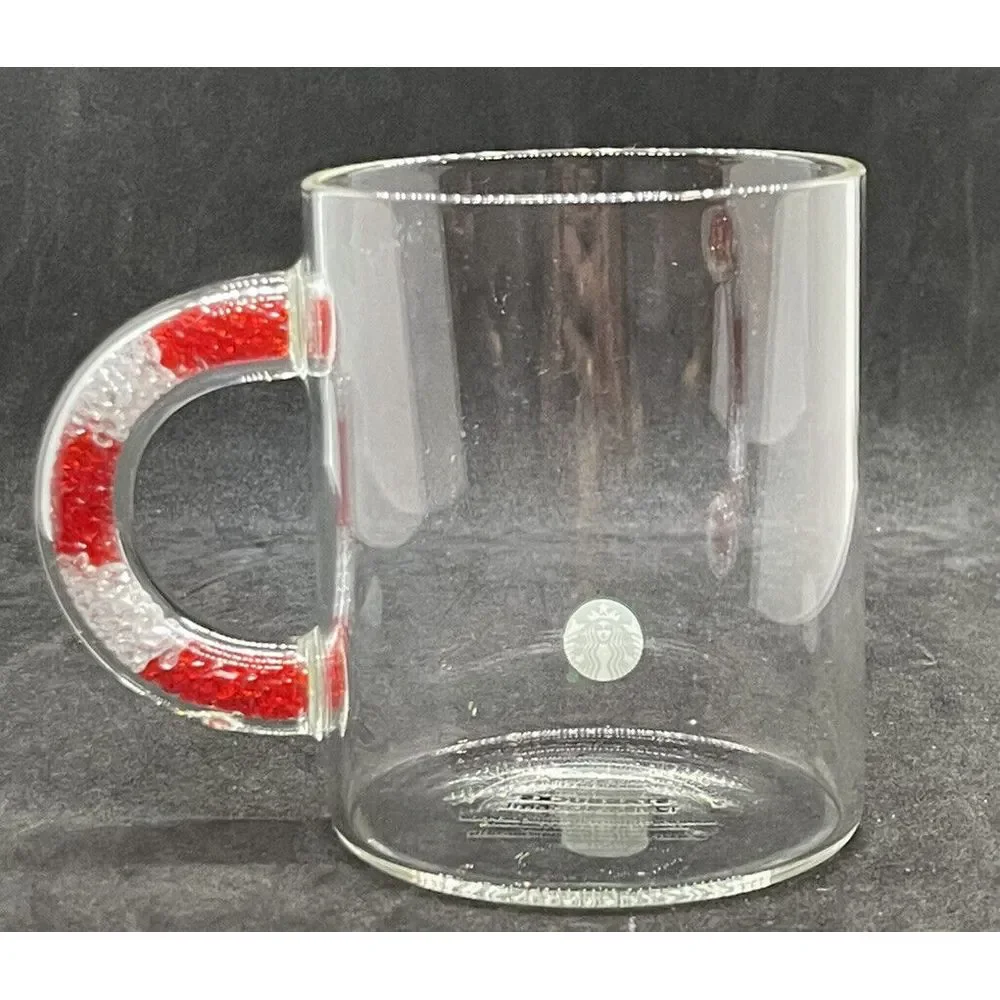 Starbucks 2021 Christmas Confetti Candy‎ Cane Sparkle Beads Handle Cup Mug ~ New